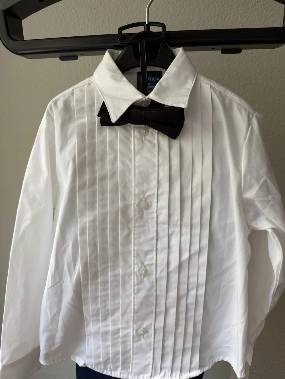 Nautica 3-Pcs Set Pleated Dress Shirt with Black Bow Tie and Navy Formal Pants 4